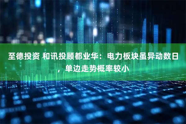 至德投资 和讯投顾都业华：电力板块虽异动数日，单边走势概率较小